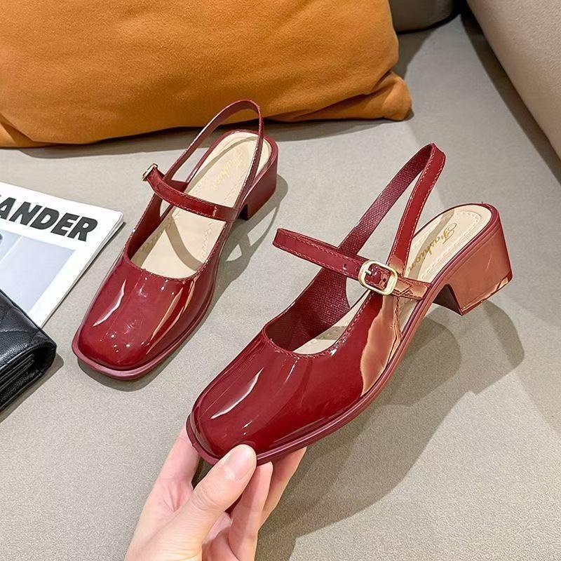 Versatile Mary Jane sandals women's new single shoes high heels shallow mouth spring and summer bag head retro women's sandals