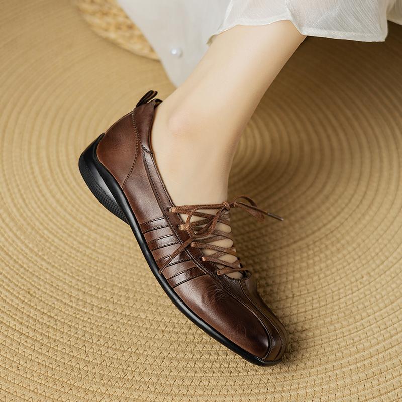 Móda 2025 Jaro Nové Dámské Lodičky s Nízkým Podpatkem Čtvercová Špička Základní Neformální Pracovní Pohodlné Měkké Pravá Kůže Černé Stručné Boty Žena