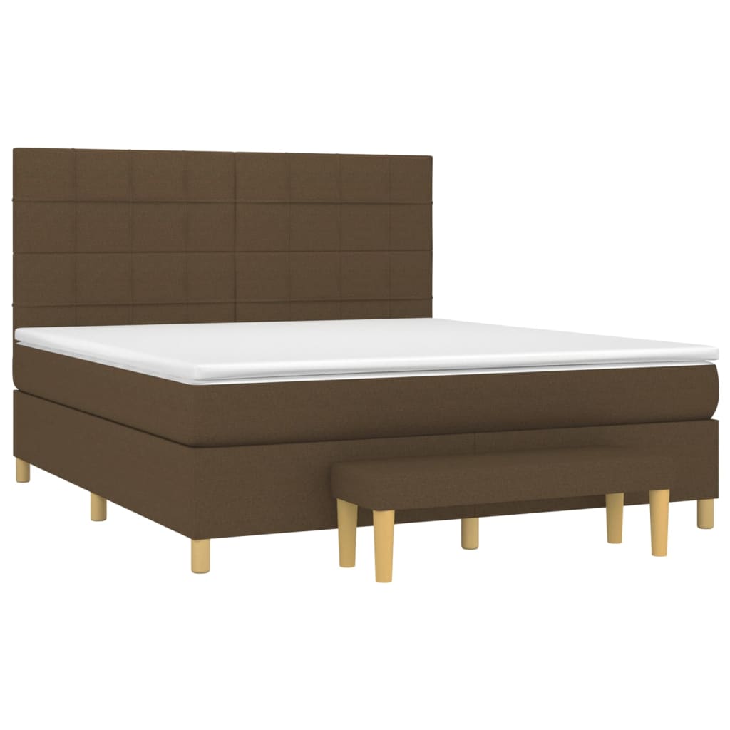 Box Spring Bed with Mattress Dark Brown 160x200 cm Fabric