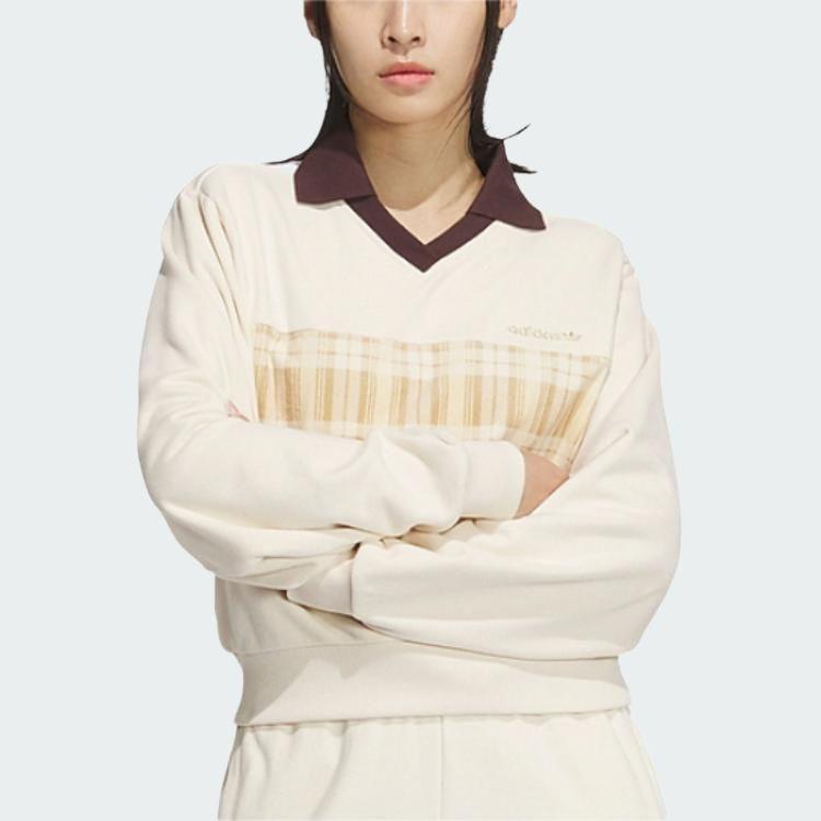 adidas Originals Color Block Comfortable Casual Pullover Long Sleeve Sweatshirt Women Sweatshirt White JC6852