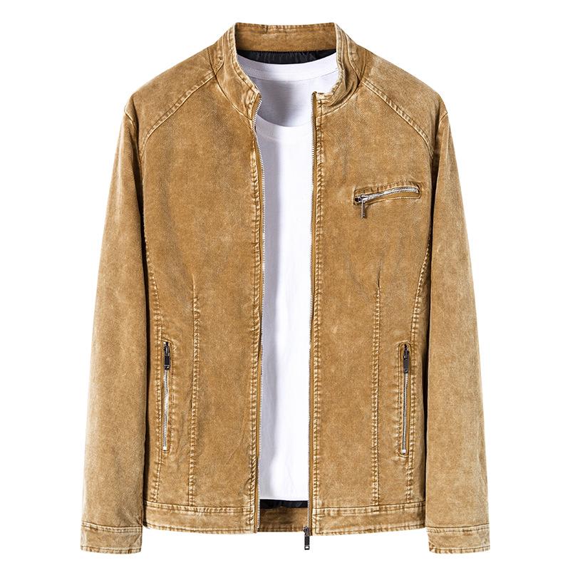 Весенняя куртка из светлого денима в корейском стиле с воротником-стойкой 3XL хаки