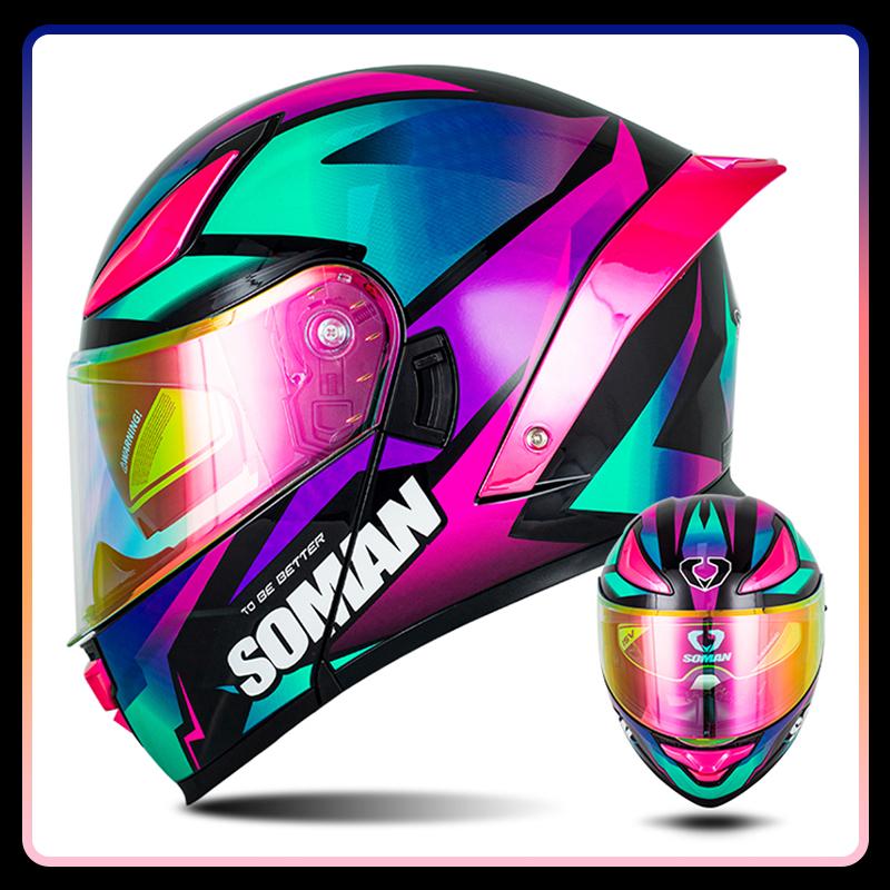 Dual Lens Flip Up Helmets for Motorcycle Moto DOT Approved Full Face Motorcycles Helmet Double Lens Modular Helmet