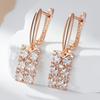 Unique Natural Zircon Long Square Dangle Earrings For Women Luxury  Rose Gold Color Accessories Daily Fine Jewelry