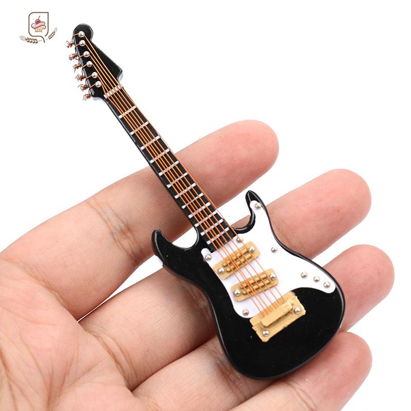 1pc Mini Electric Guitar Wooden Miniature Guitar Model Musical Instrument Guitar Decoration Gift Decor For Bedroom Living Room