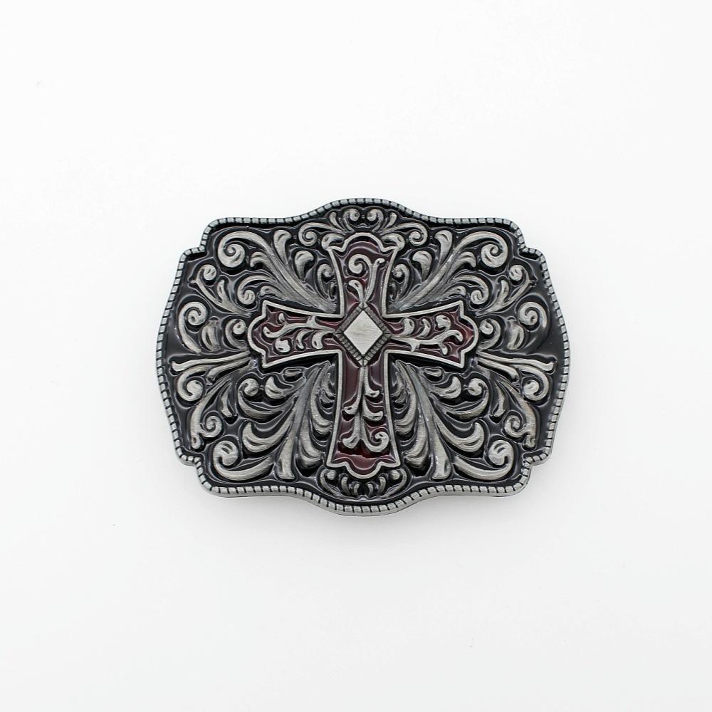 Western Denim Carved Belt Buckle Punk Cross Board Buckle Big Tree Leather Belt Buckle Ethnic Style Smooth Buckle