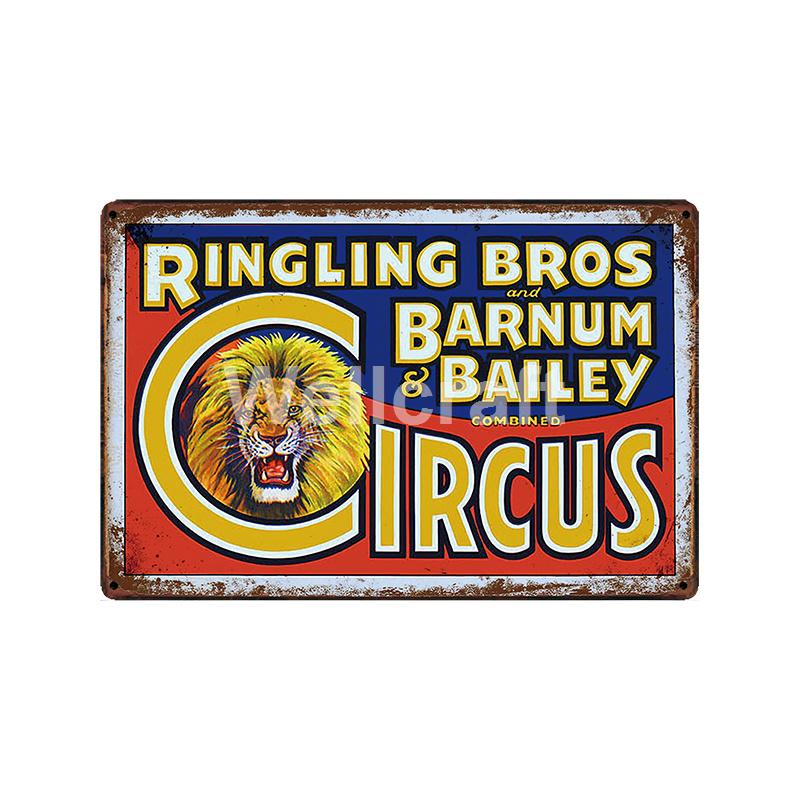 [ WellCraft ] Circus Lion Elephant Tiger Clown Horse Metal Sign Vintage Painting Decor  LT-1899