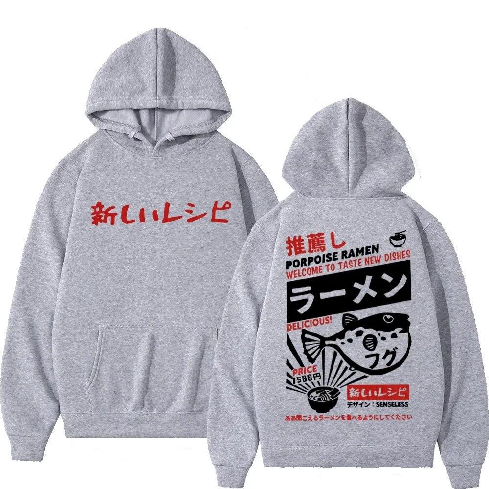 Mikiny Unisex Dámské Harajuku Móda Oversized Pulovry Vintage Trend Mikiny s kapucí Streetwear Funny Japanese Ramen Potištěné Unisex