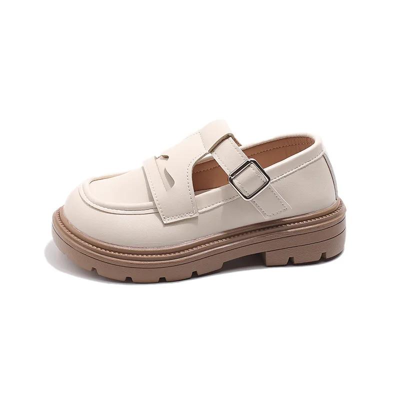 Girls Leather Shoes for Party Wedding 2024 Britain Style Fashion Sliver Children Princess Shoes Non-slip Kids School Flat Shoes