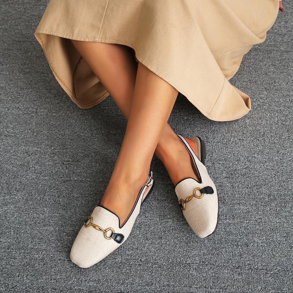 Fashion Women Sandals 2025 New Flat Outdoor Round Toe Wedge Sandals Women Anti-slip Closed Toe Metal Shoes Women Sandalias De Mujer