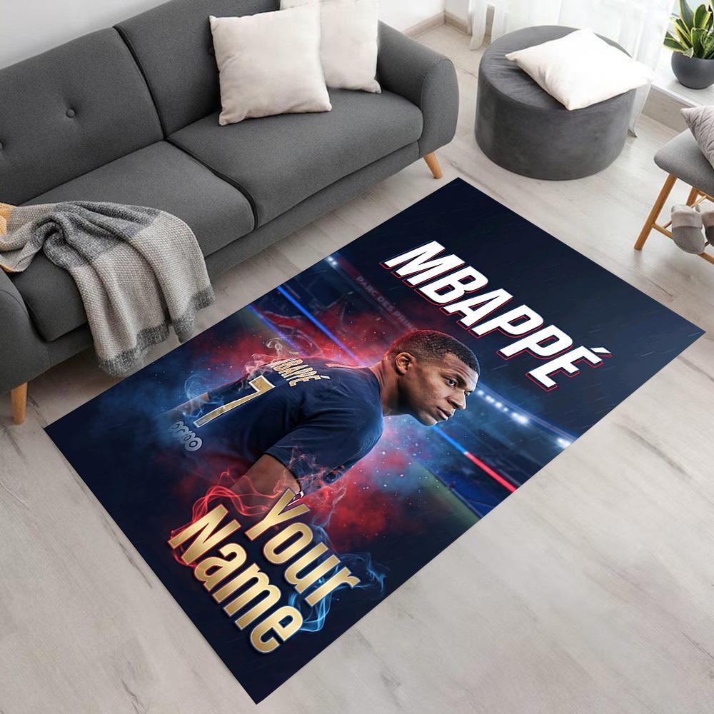 Mbappé Personalized Name Carpet Design for Game Room Balcony Playrooms Decorate Room Antislip Carpet Office Home Decor Wedding Party Gift