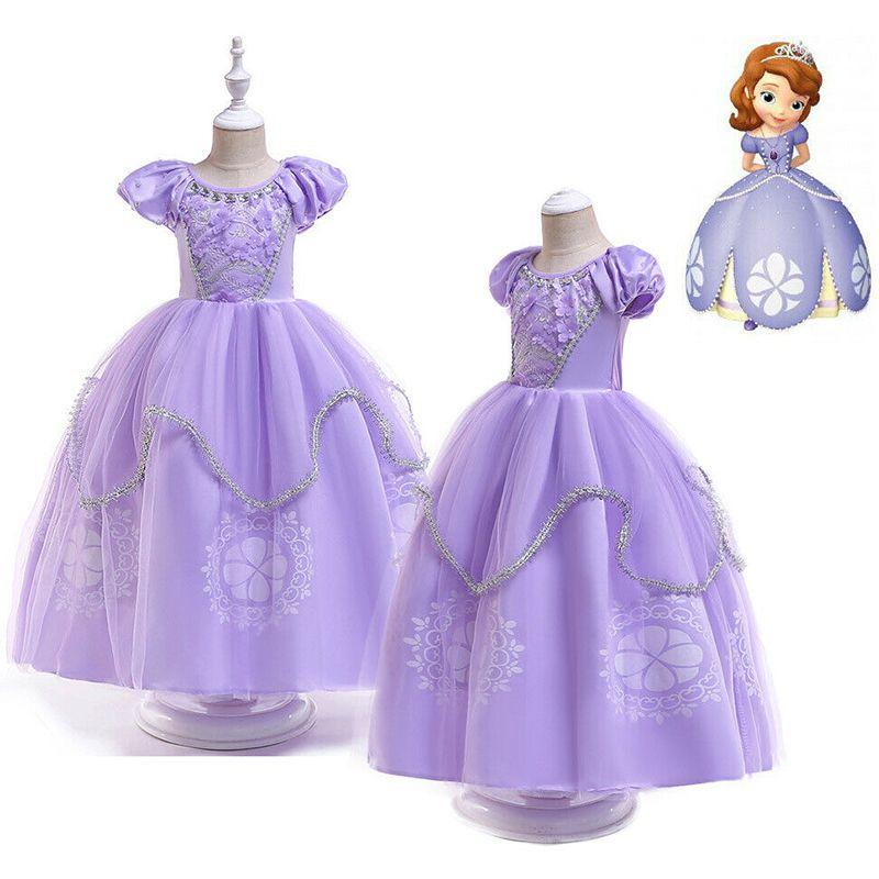 Sofia Princess Girls Dress Cartoon Costume Cosplay Party Fancy Dress Gift Ideal