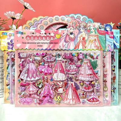 Princess Dress-Up 3D Sticker Set: Double-Layer Cartoon Character Dress and Paint Kit for Kids