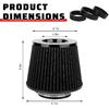 Clamp-on Air Intake Filter, 3/3.5/4 Inch High Flow Vehicle Engine Air Filters Replacement, Washable & Reusable Round Tapered Cone Filters for Cars