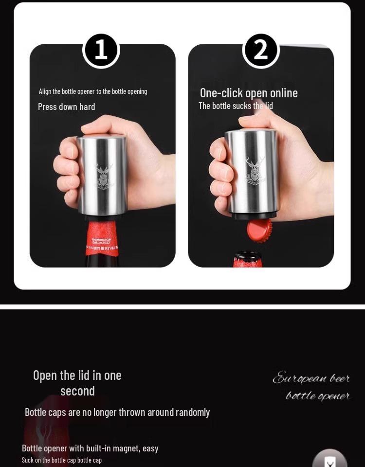 Kreativer Automatischer Bierflaschenöffner aus Edelstahl mit Druckmechanismus