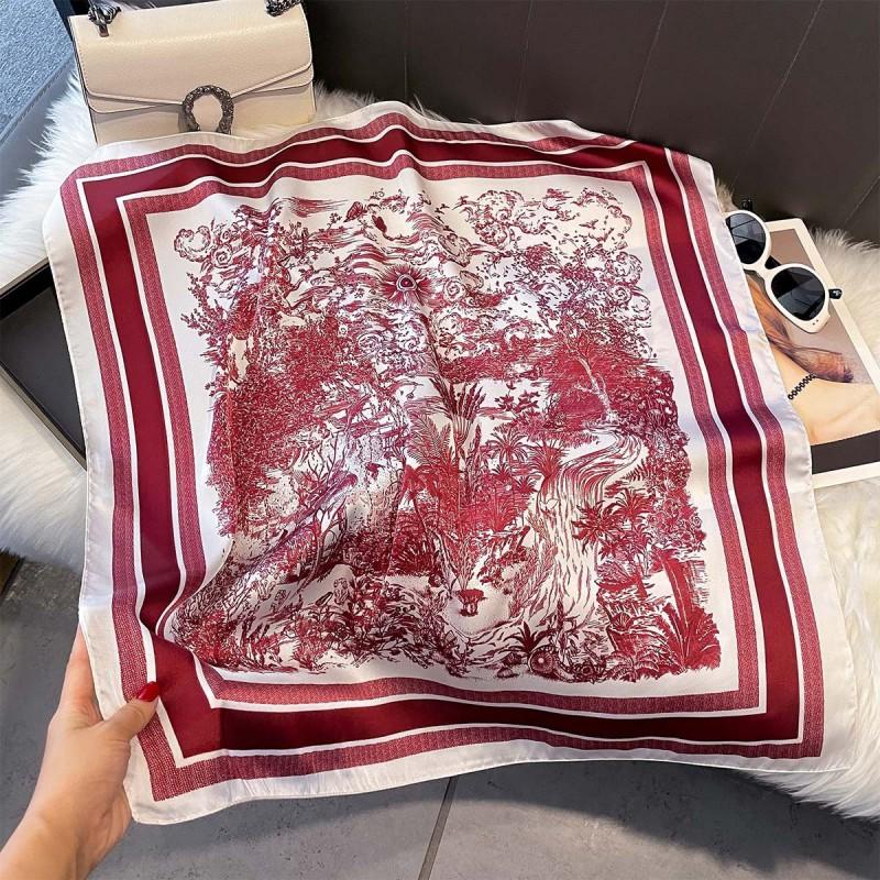 70x70cm Lightweight Silk-Look Square Scarf Women French Chic Hair Band Office Accessory Viscose 96%
