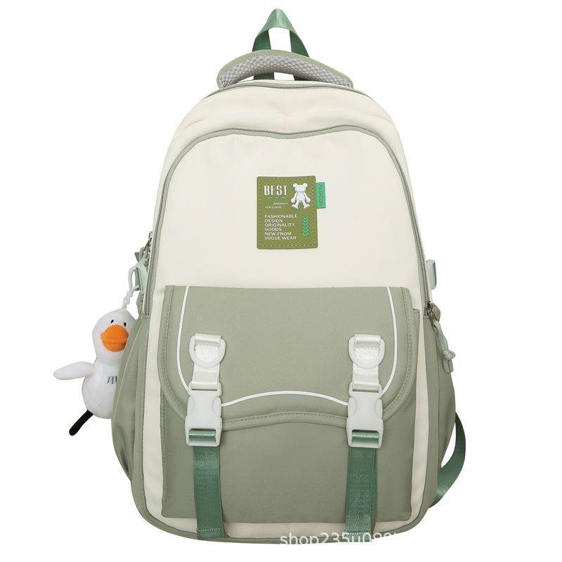 Schoolbag New Student School Bag Girls Anti-splashing Backpack Premium Contrast Color Nylon Middle School Student Backpack