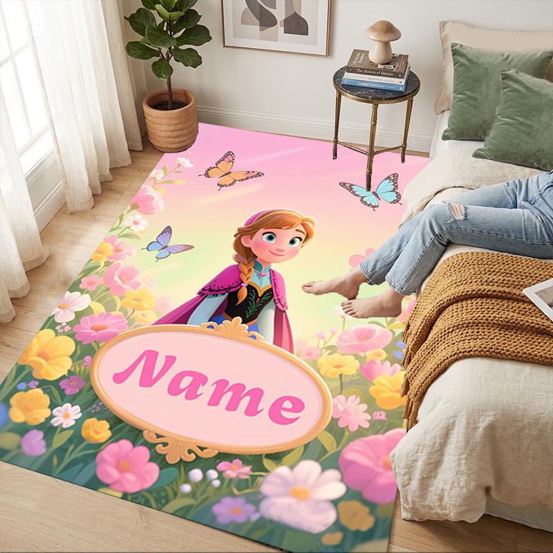 Custom Name Mermaid Garden Living Room Non-Slip Area Rug Soft Carpet for Bedroom Kids Playroom Sofa Office Home Decor Doormat