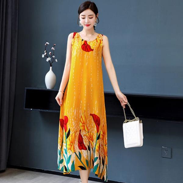 Stijlvolle en comfortabele spaghettibandjes katoenen jurk met bloemenprint voor dames in de zomer