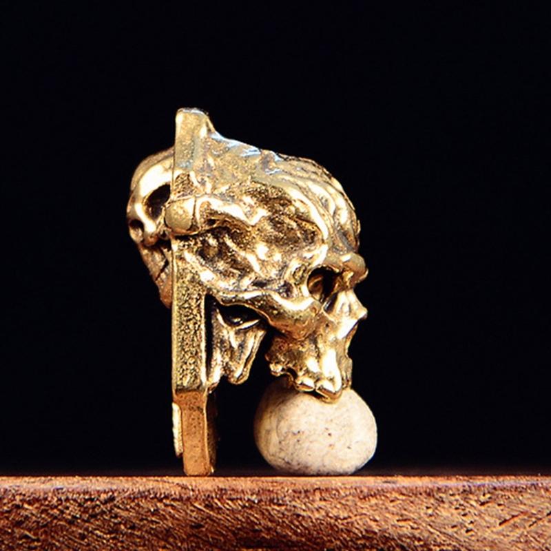 Retro Carved Copper Skull Charm Paracord Pendant Ornament For Handmade Craft Costume Decoration Jewelry Making Sewing