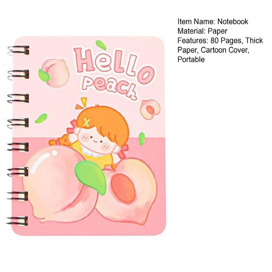 Mini Cartoon Spiral Notebook, 80 Pages Pocket Notebook, Portable Smooth Page Turning Journal for Study Notes