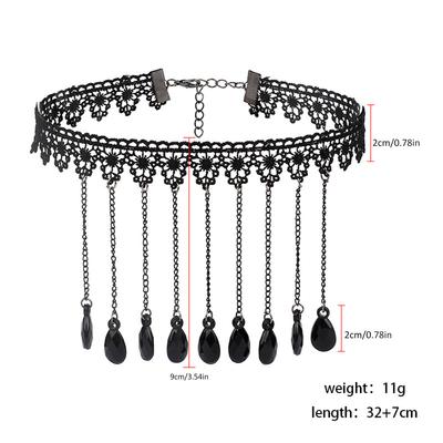 Steampunk Statement Halskette Retro Schwarze Spitze Halskette Quaste Schlüsselbein Kette Lolita Choker Party Mitgebsel Geschenke für Mädchen