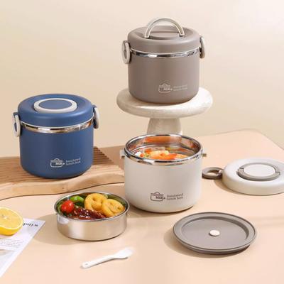 Isolierte Lunchbox aus 304 Edelstahl in Lebensmittelqualität, doppelschichtig, große Kapazität, tragbare Lunchbox für Studenten und berufstätige Mädchen