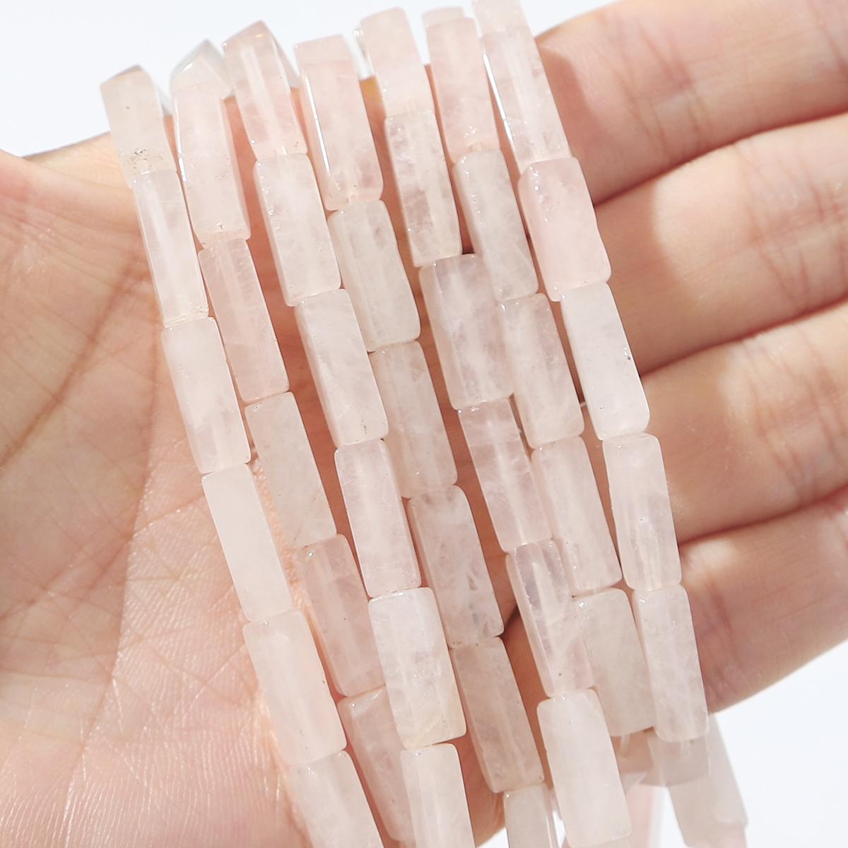 

30 шт. Бусины из натурального камня, квадратные бусины-трубочки, агат, тигровый глаз, аметист, разделительные бусины для изготовления украшений, DIY браслет, ожерелье, серьги (40см) Rose Quartz