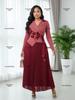 Miyaki Plus Size Pleated Long-Sleeve Dress - Slimming Middle Eastern Style with Faux Two-Piece Design