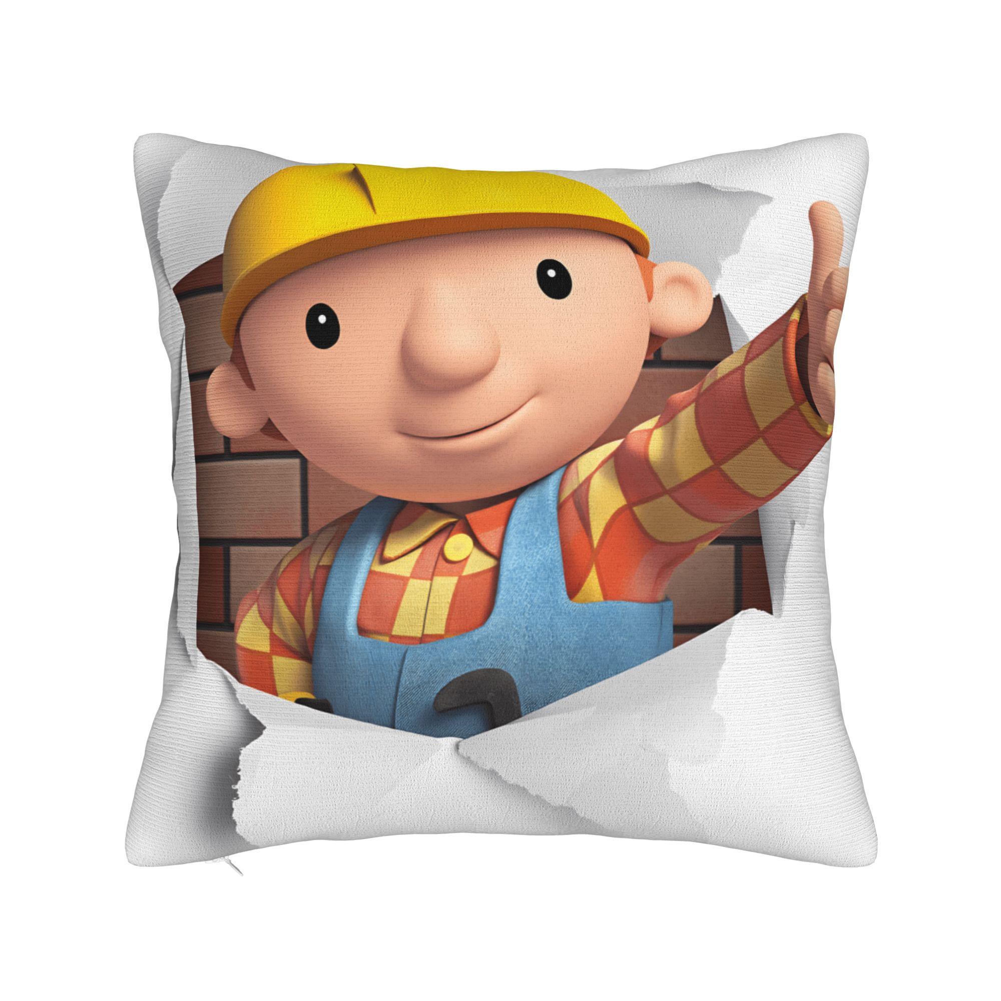 

Cartoon B-Bob B-Builder Pillow Case Print Pillow Cover For Sofa Home Decoration Funny Pillowcases 12x12Inch