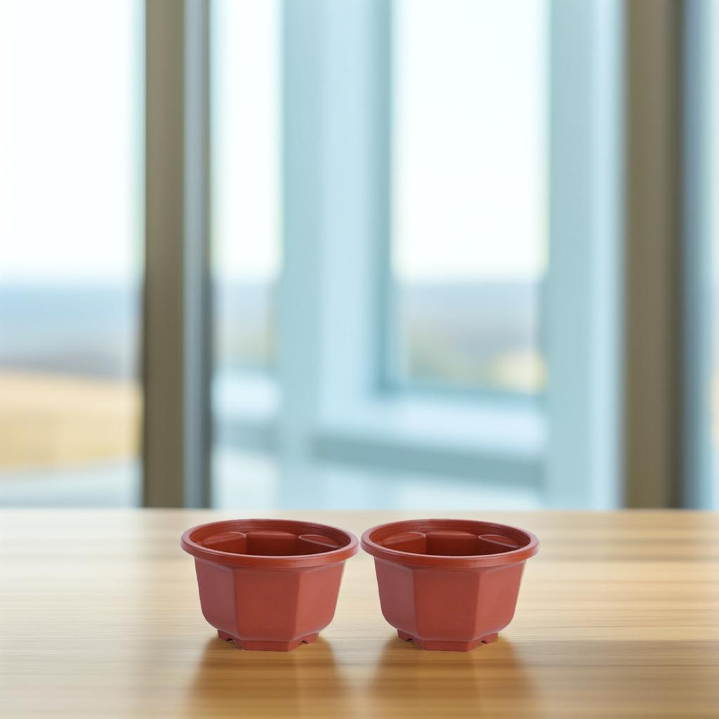10Pcs Drainable Octagonal Indoor Plant Pot Plastic Flower Pot Holder Bonsai Planter for Desk Counter Balcony Living Room