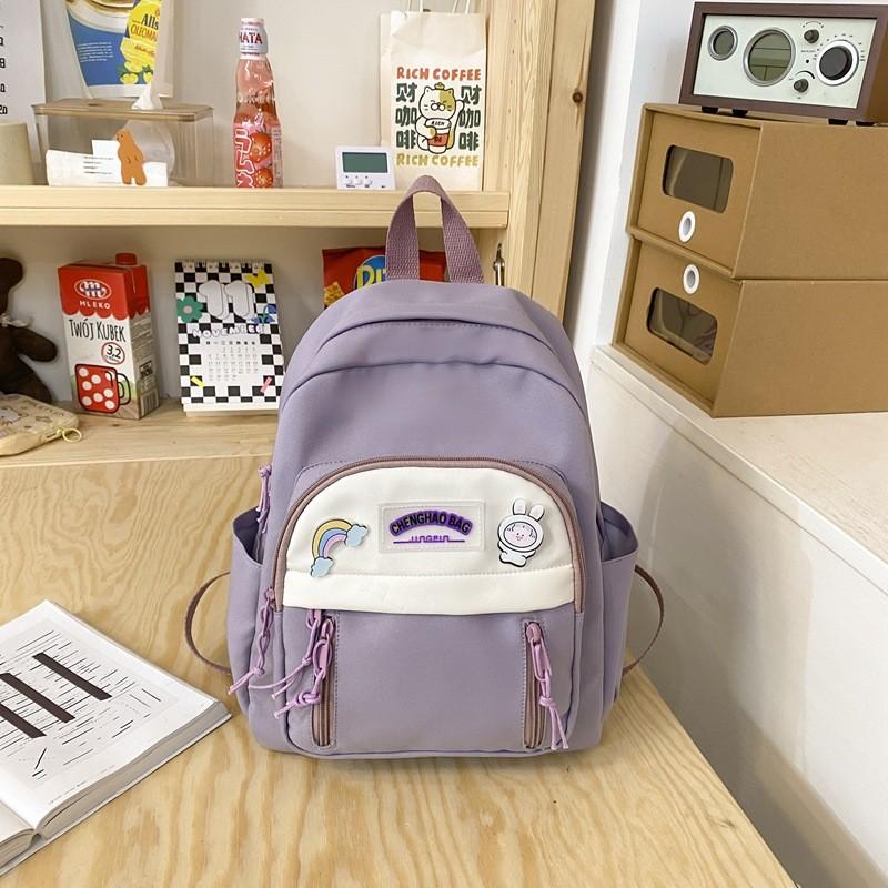 Blocked Simple Color Letter Decoration For Student Casual Backpacks For Daily