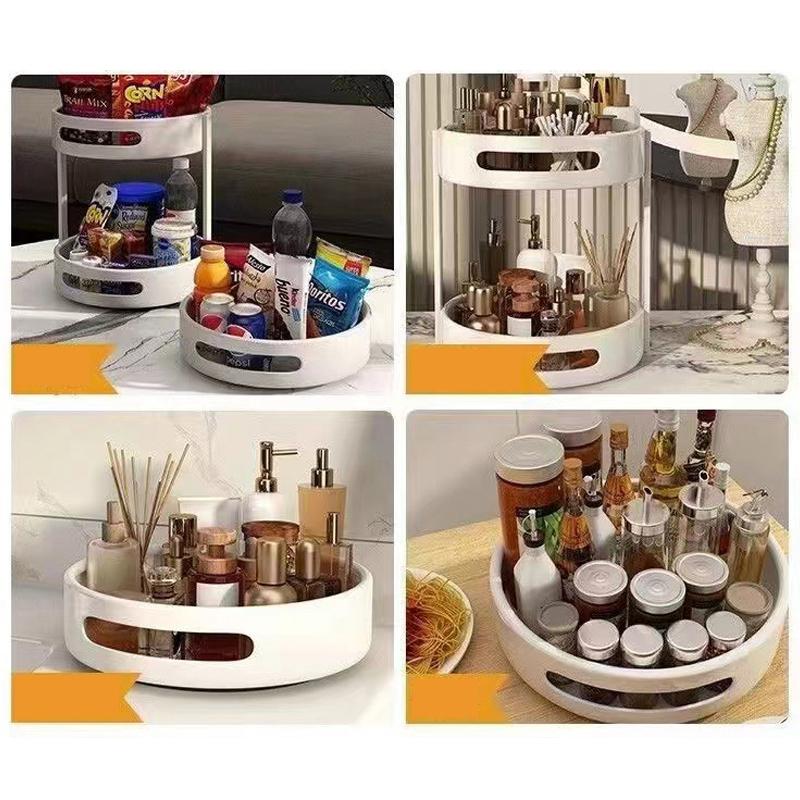 1/2 Layer Kitchen Round Spice Storage Rack Condiment Storage Tray Non-slip Cosmetic Storage Rack Kitchen Home Storage Accessory