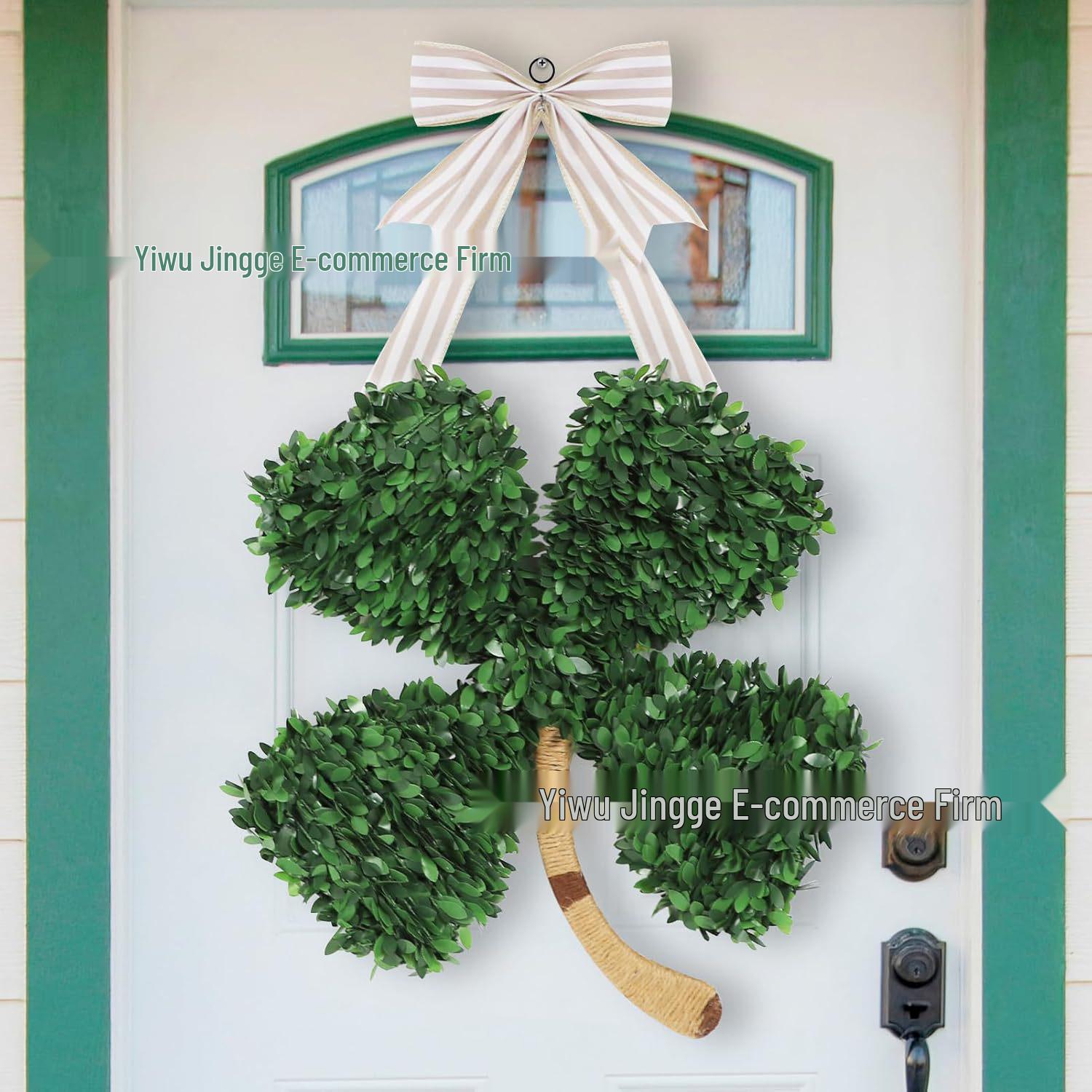 

St. Patrick s Day Four-Leaf Clover Wreath: Lucky Green Decor for Doorways, Fireplaces, and Walls зелёный