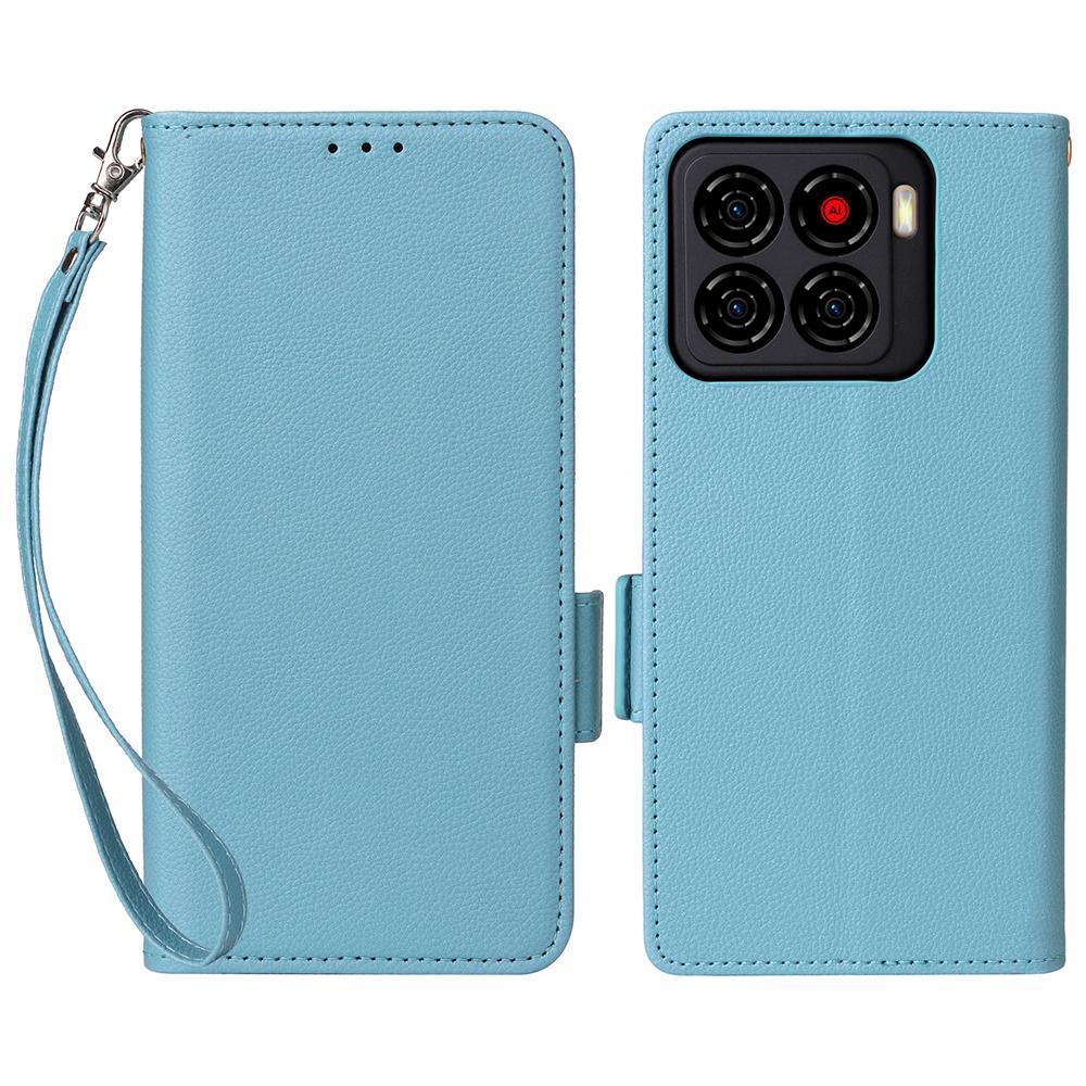 Etui na ZTE Blade A56 z paskiem na nadgarstek Tekstura liczi PU skóra Portfel Pokrowiec na telefon