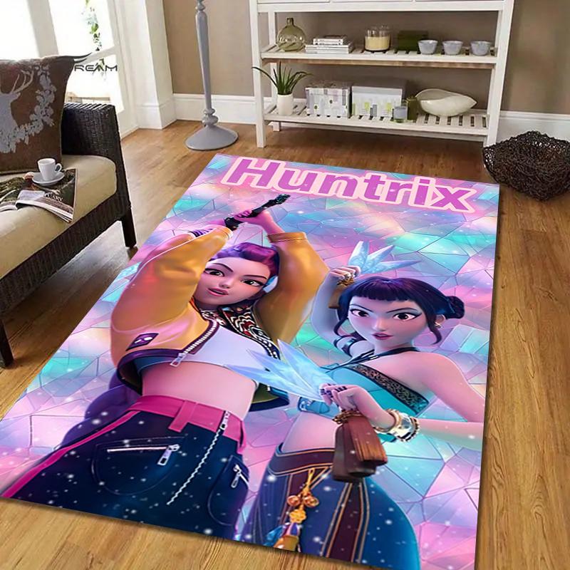 Huntrix Fashion Style Crystal Velvet Rug, Soft Anti‑Slip Crystal Velvet Carpet for Living Room Bedroom Home Decor