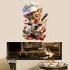 Gatto Cartone Animato Riciclabile Mouse Gatto Chef Gatto Cucina Adesivo Impermeabile Autoadesivo Decorativo PVC Adesivo Murale Sala da Pranzo