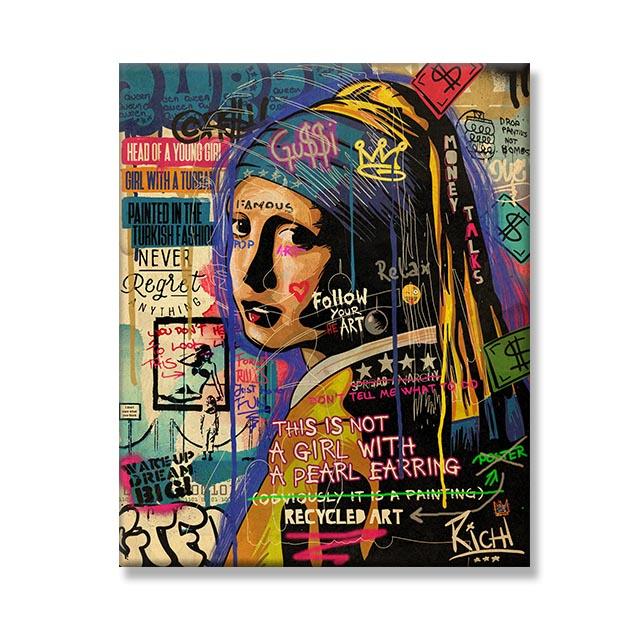 

Abstract Icon Monalisa Graffiti Poster Famous Painting Canvas Print Street Pop Art Wall Picture For Living Room Home Decoration 21x30cm No Framed