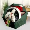 1pc Christmas Cat Automatic Open/Close Umbrella - Compact Travel Umbrella, 8-Rib Heavy-Duty Construction, Ideal Gift, Outdoor Accessory, Sty