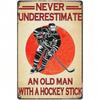 Metal Wall Art Hockey Player Retro Vintage for Garage
