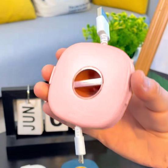 Organizator de cabluri 2 în 1 cu suport pentru telefon, organizator de cabluri retractabil, organizator flexibil pentru cablul de încărcare pentru casă, birou, sală de clasă