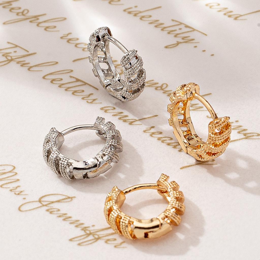 Geometric hollow design frosted texture ear buckle simple trend classic earrings