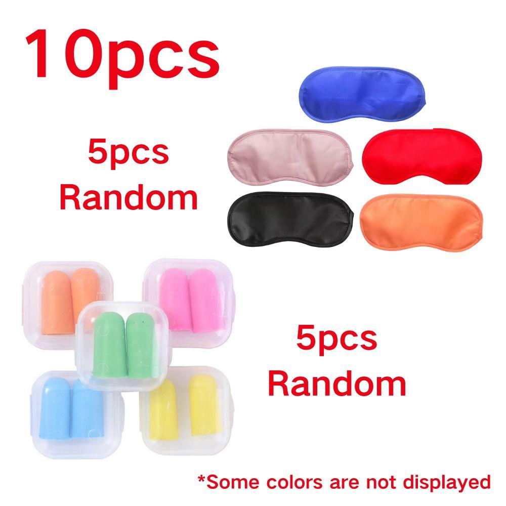 

10pcs Colorful Polyester Eye Mask & Sponge Soundproof Earplugs Suitable For Sleeping Working Learning Airplane Train Journey YMY
