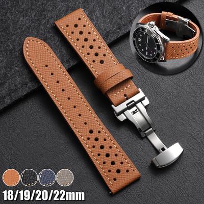 Quick Release Leather Watch Band Bracelet 18mm 19mm 20mm 22mm Cowhide Vintage Watchband Deployment Clasp for Seiko Strap