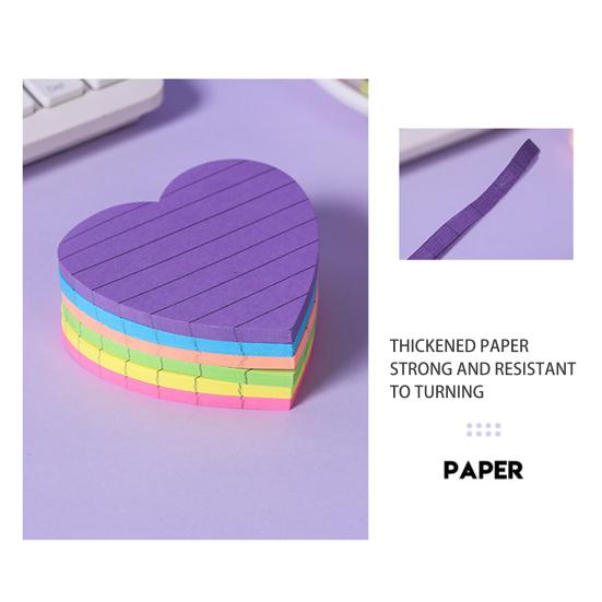 Sticky Notes Set 8 Colors Heart Square Shapes Removable Clean Smooth Writing