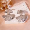 Metal Big Plant Earrings Silver/Gold Leaves Ear Studs Personality Metal Ginkgo Leaf Earrings  Girls