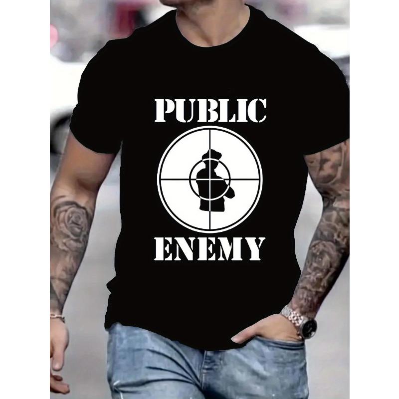 

Men s Trendy Casual Fashion Short Sleeve T-Shirt Printed Crew Neck Streetwear Top XXL чорний