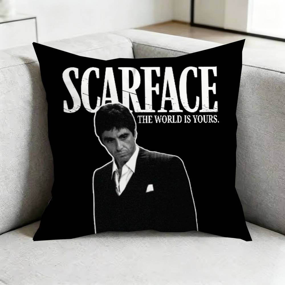 The World Is Yours ScarfacesS Square DoubleSided Printed Pillow Case Bedroom Bedside Pillow Sofa Cushion Cover Gift