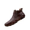 Large Size Medium Help Personalized Crocodile Pattern Beanie Shoes Men's Soft Leather Single Shoes Trendy Leather Shoes Velvet Casual Shoes