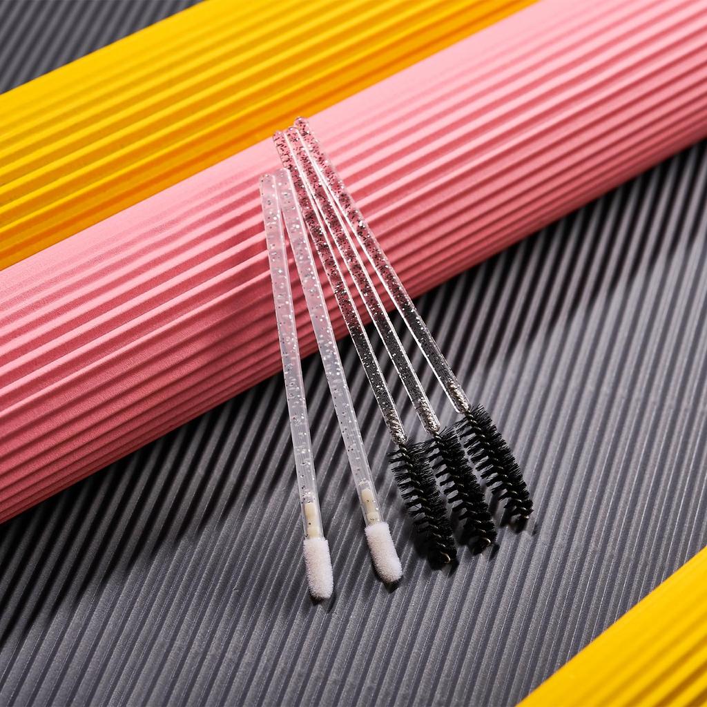 100PCS Disposable Makeup Brush Tool, Include 50 Lash Spoolies Mascara Brushes, 50 Crystal Lip Brushes, Disposable Applicators for Women Girls Beauty