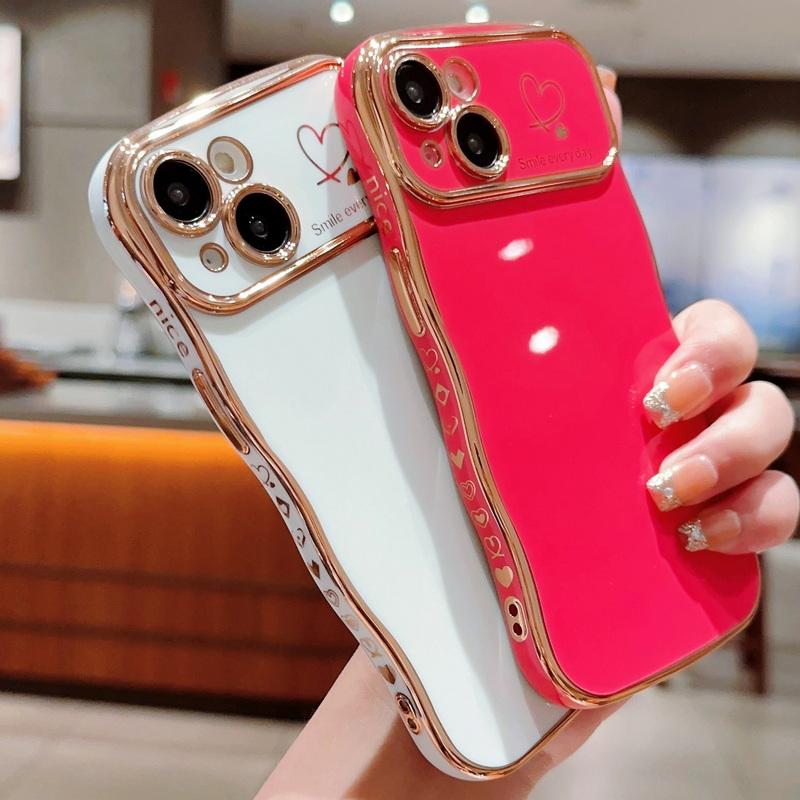 

Мягкий чехол с волнистой каймой ярких цветов для Iphone 15 Pro Max 14 13 12 11 с противоударным покрытием и принтом сердца любви